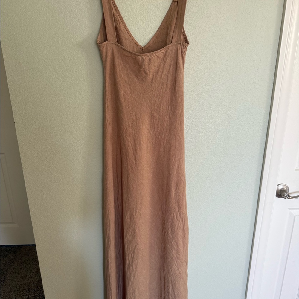Vrg Grl Chic Linen Tan Maxi Dress